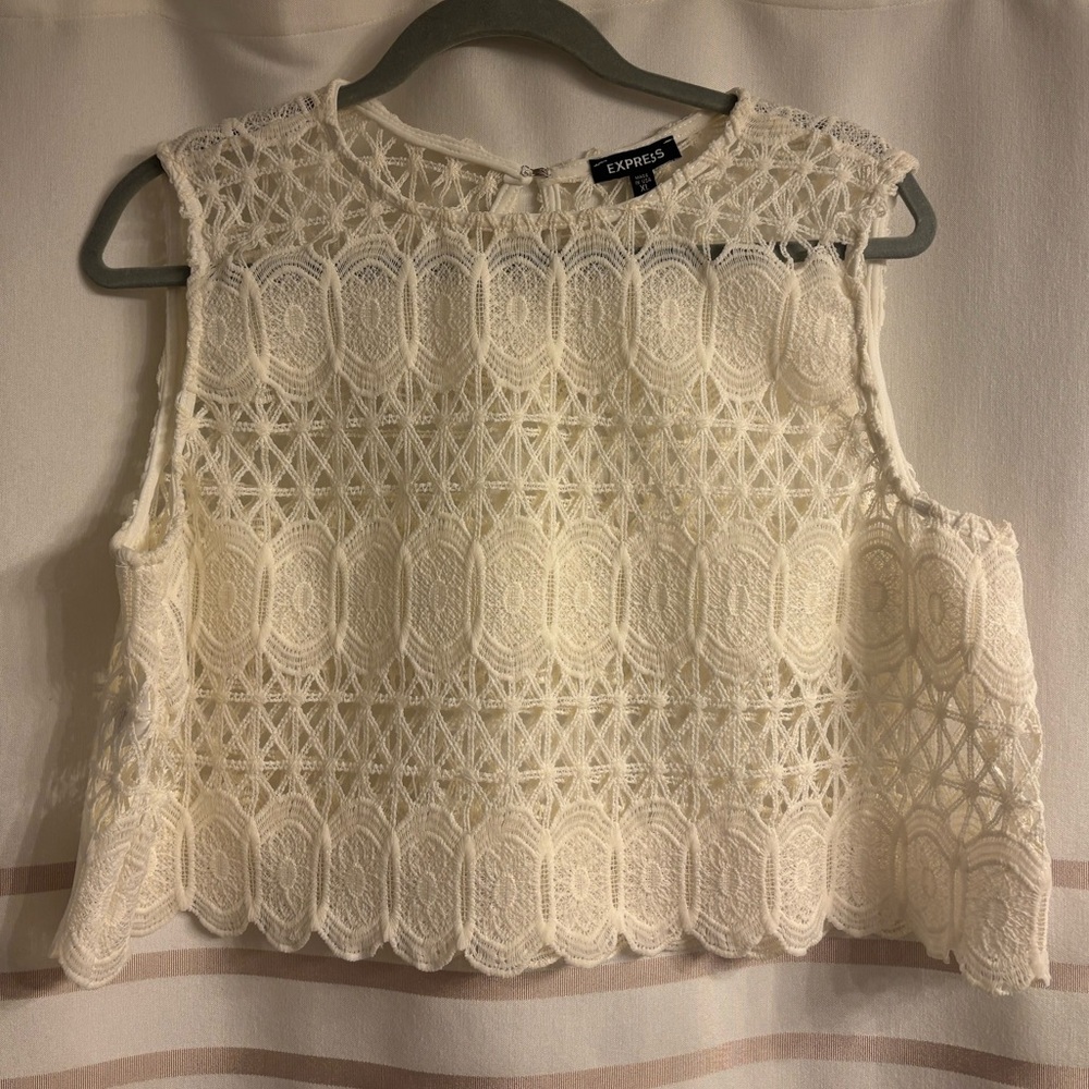 Express Off-White Lace Top
